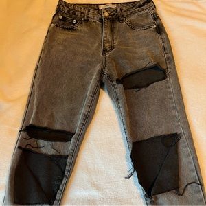 ADIKA BLACK DISTRESSED JEANS, SIZE S